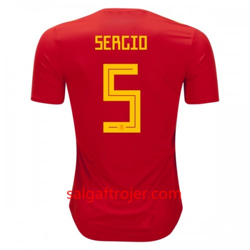 Spanien Fodboldtrøjer Sergio Busquets 5 Hjemmebanesæt VM 2018 Spanien Fodboldtrøjer Sergio Busquets 5 Hjemmebanesæt VM 2018